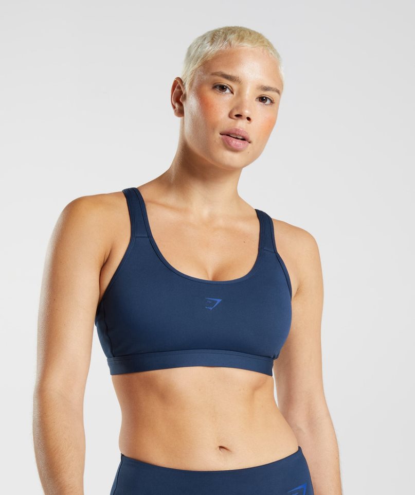 Women\'s Gymshark Fraction Sports Bra Navy | CA 7D0A15